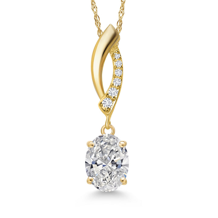 1.06 Cttw IGI Certified Lab Grown Diamond Pendant Necklace For Women in 10K Yellow Gold | Oval Cut 1 ct | E-F Color | VS1-VS2 Clarity | With 18 Inch Chain