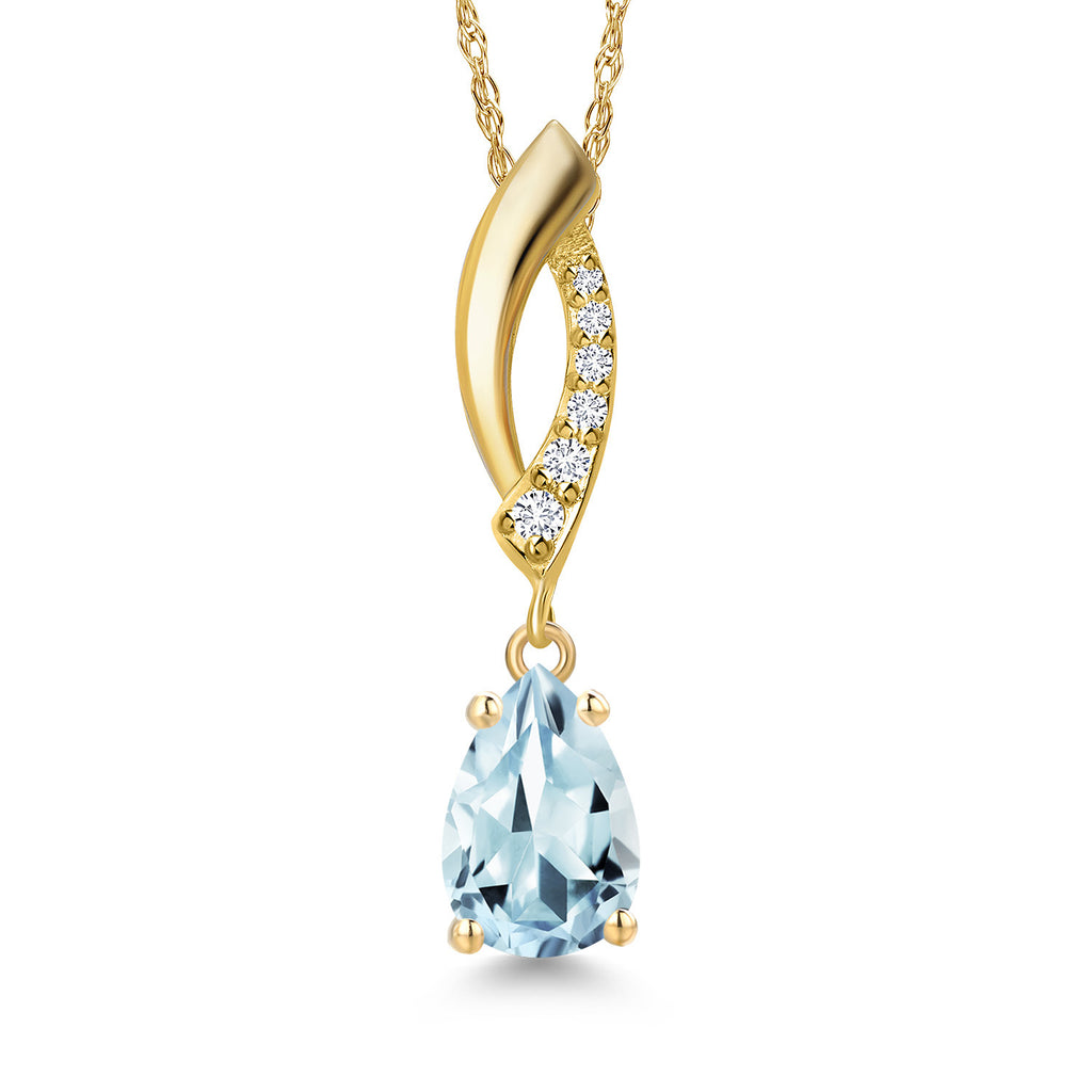 Aquamarine - March_Pendant in 14K Yellow Gold