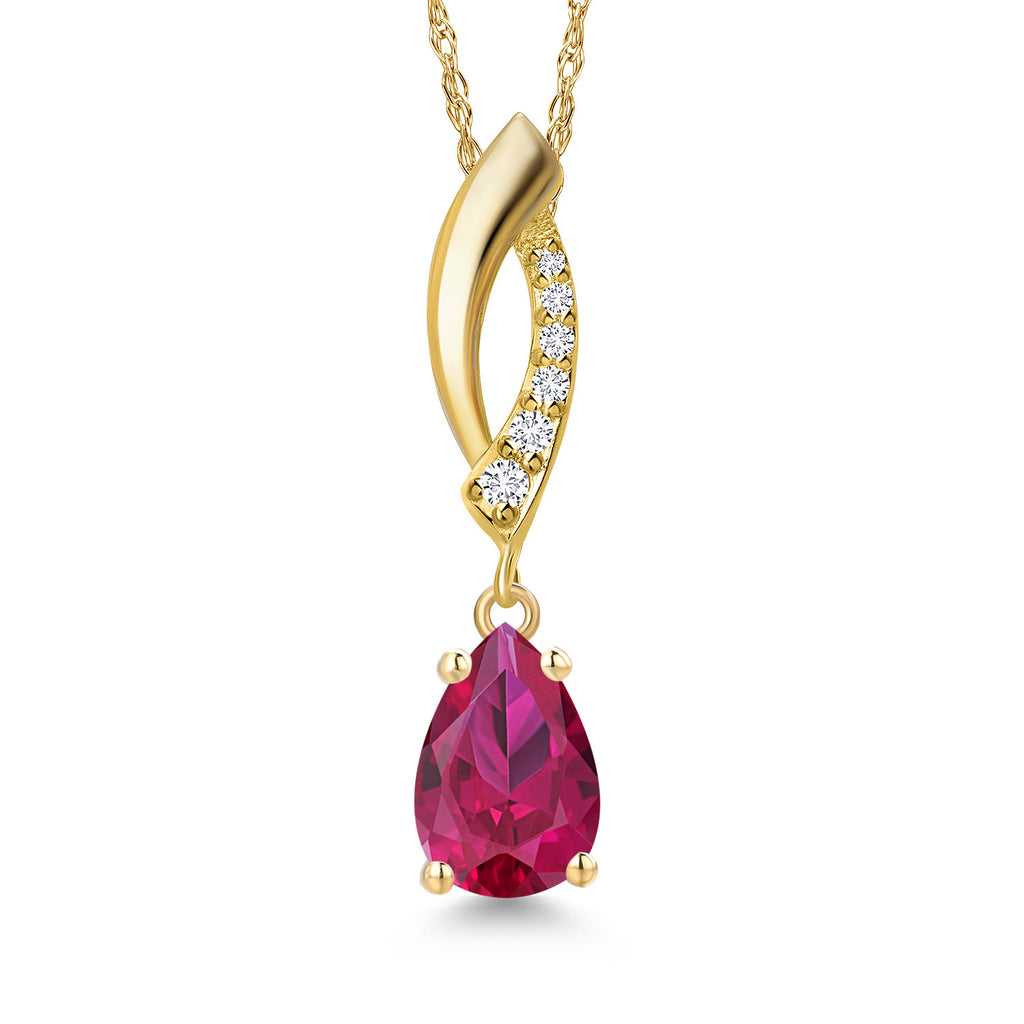 Created Ruby - July_Pendant in 14K Yellow Gold