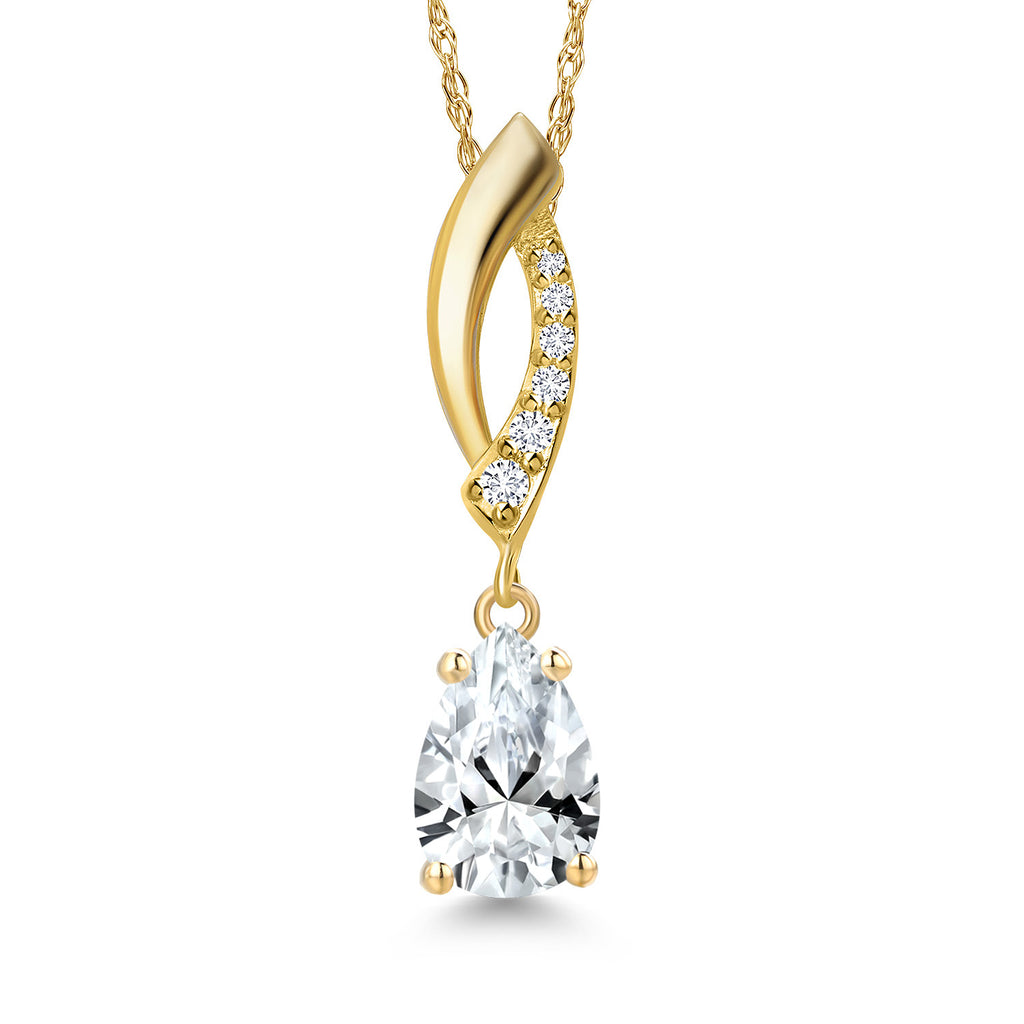 White Created Sapphire - September_Pendant in 14K Yellow Gold