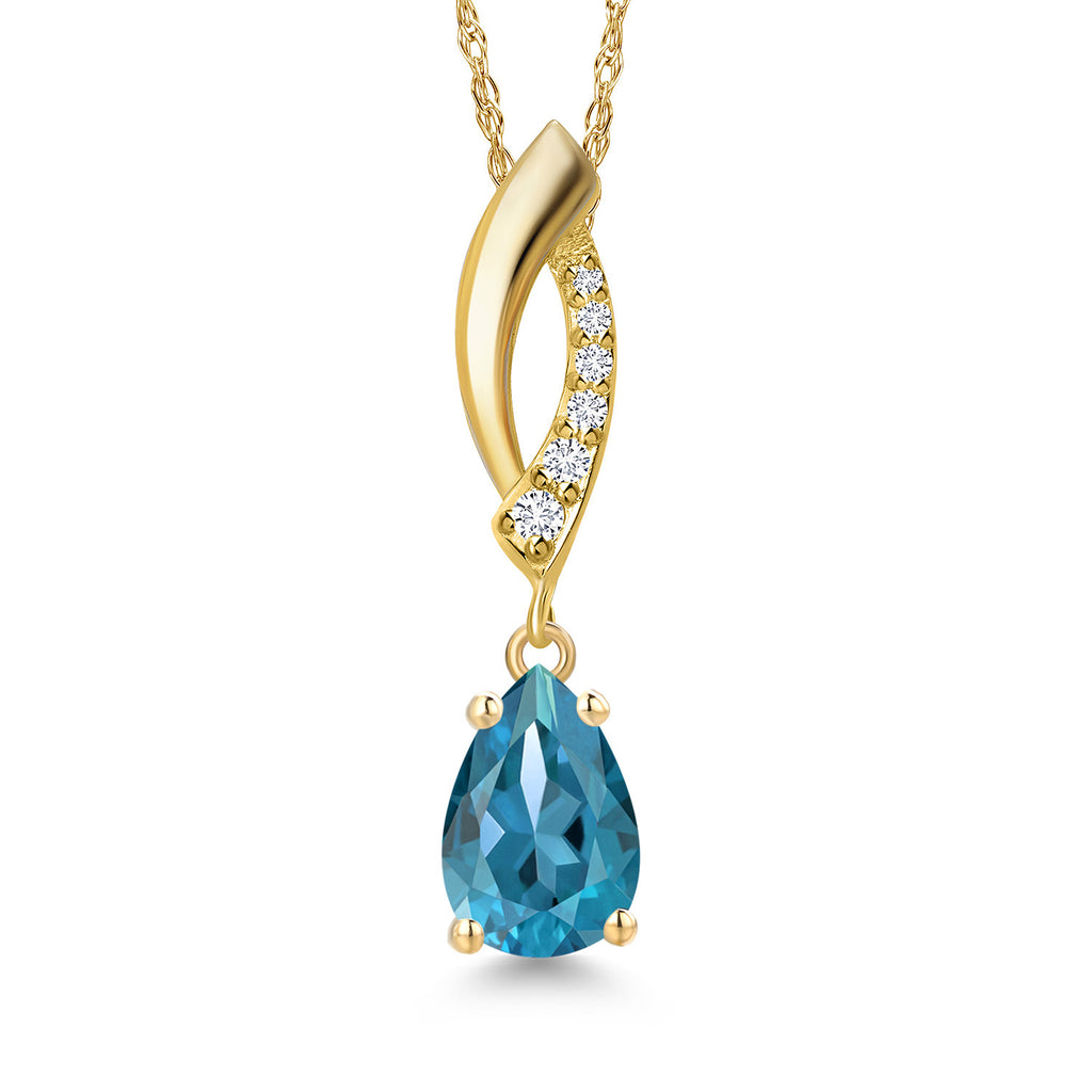 London Blue Topaz - November_Pendant in 14K Yellow Gold