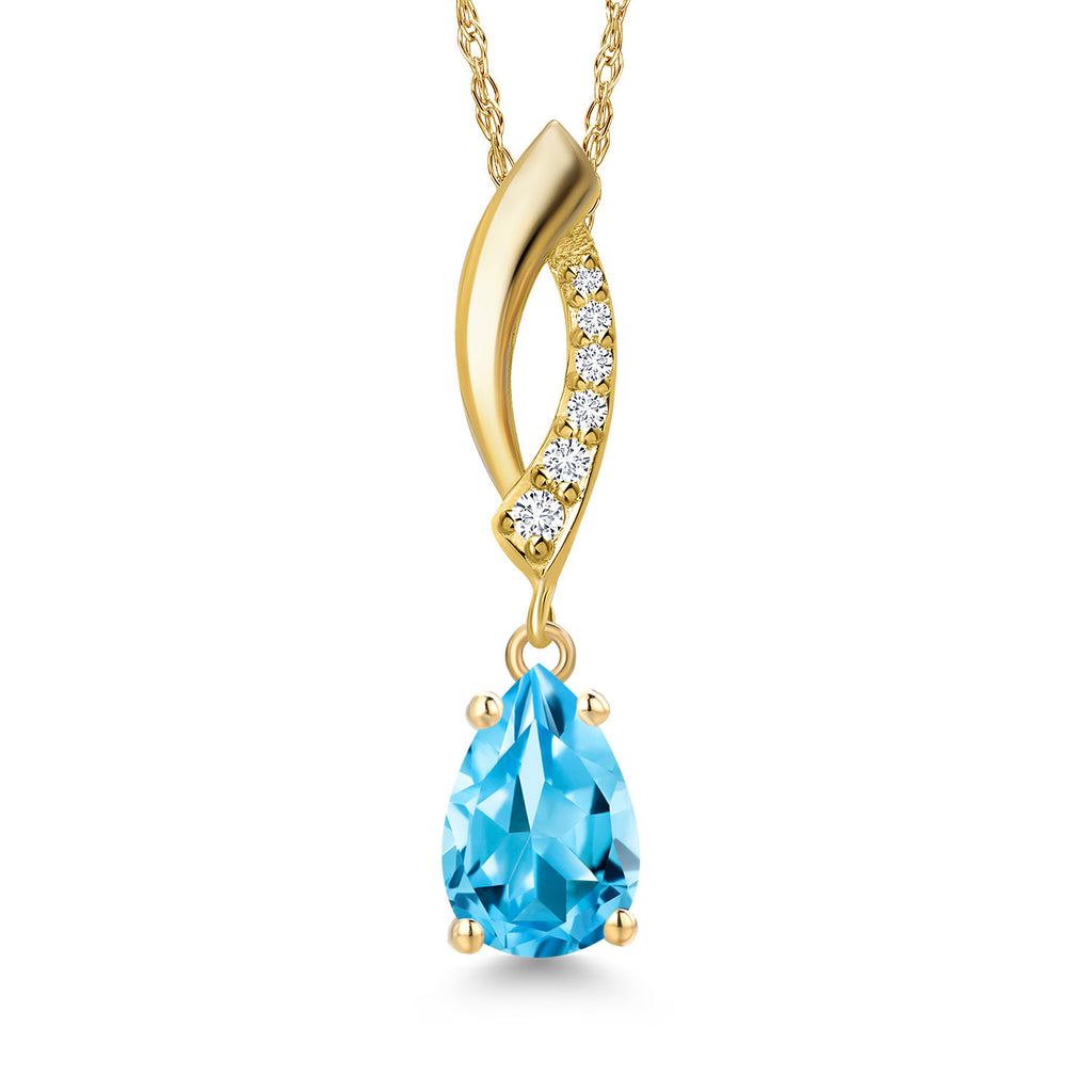 Swiss Blue Topaz - November_Pendant in 14K Yellow Gold