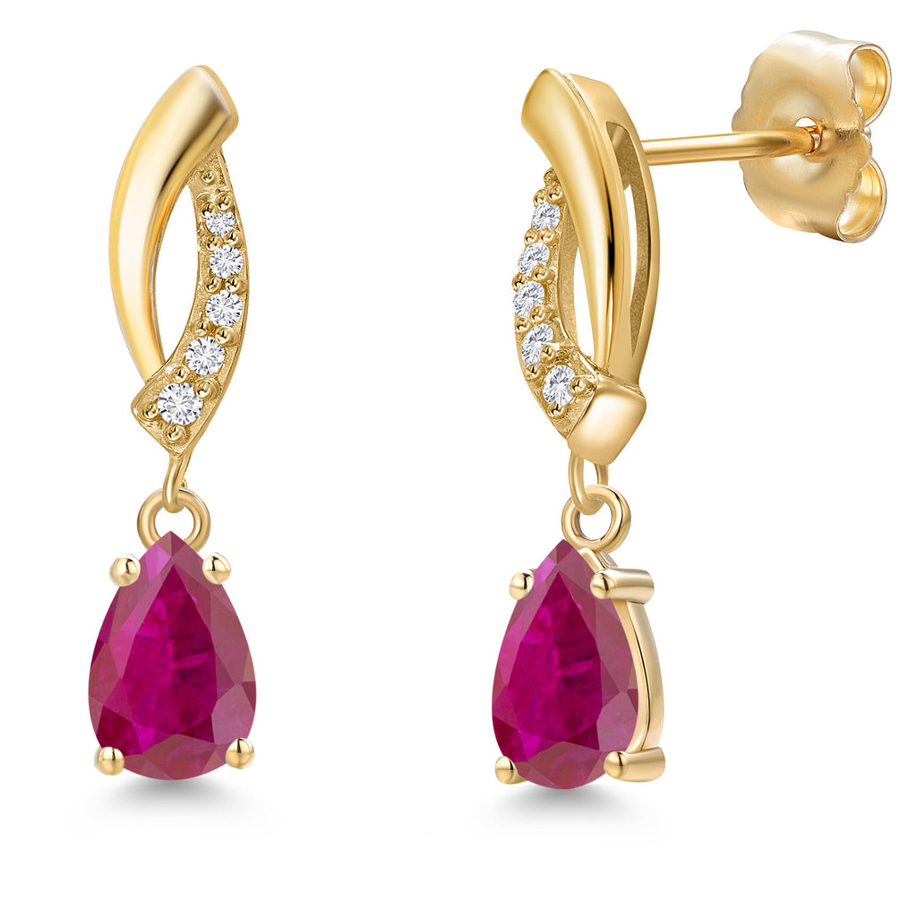 Red African Ruby_Earrings in 14K Yellow Gold