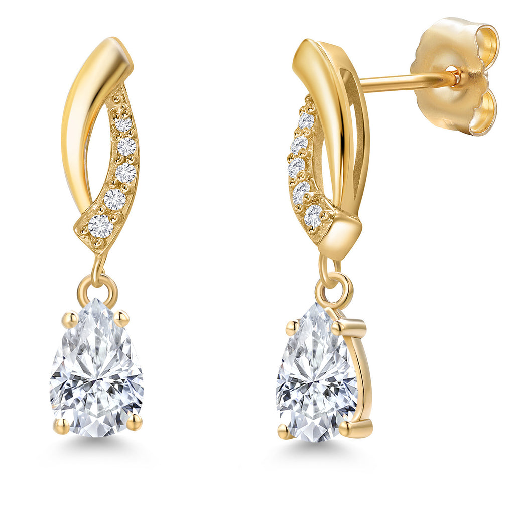 White Moissanite - April_Earrings in 14K Yellow Gold