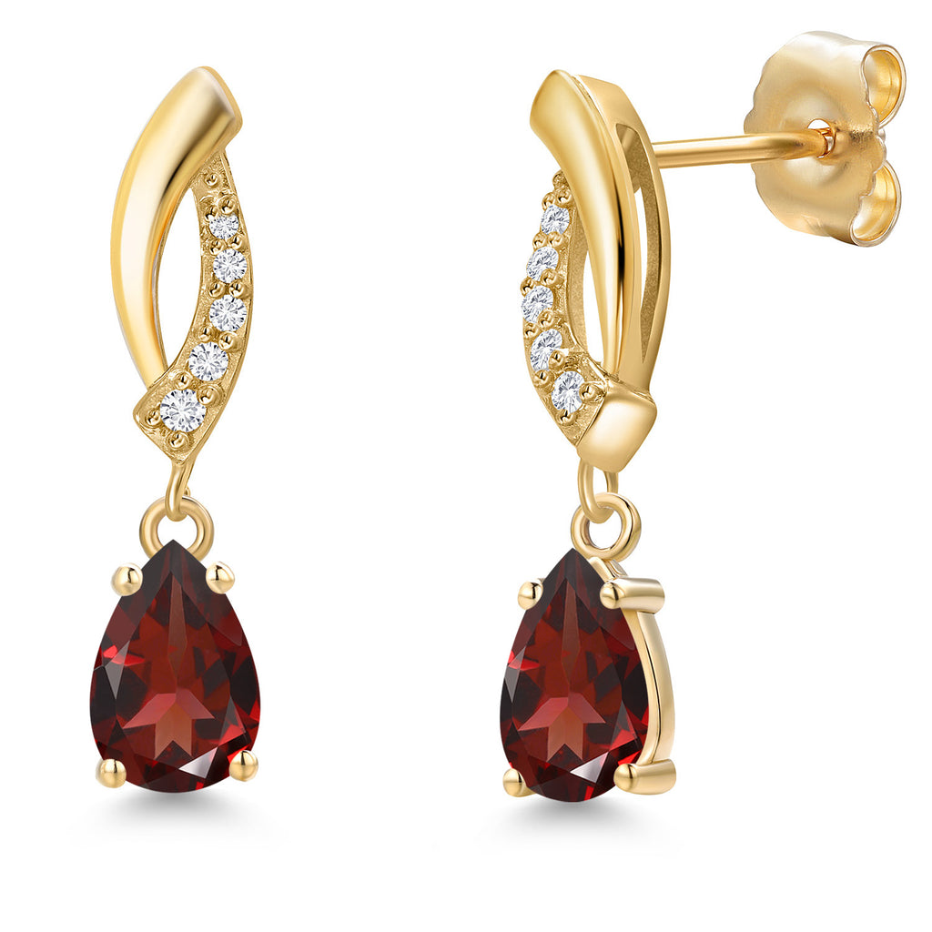 Red and E - F_Earrings in 14K Yellow Gold