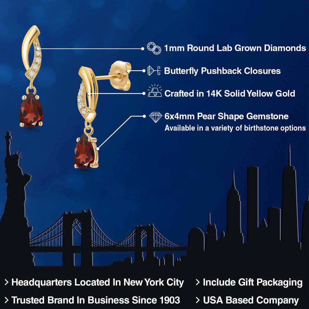 Red and E - F_Earrings in 14K Yellow Gold