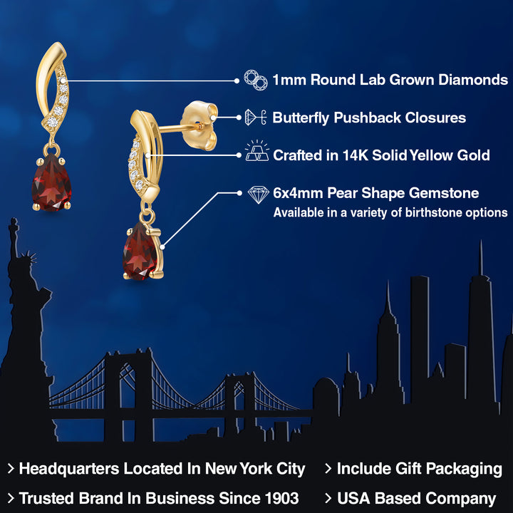 Red and E - F_Earrings in 14K Yellow Gold