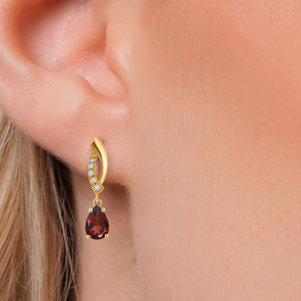 Red and E - F_Earrings in 14K Yellow Gold