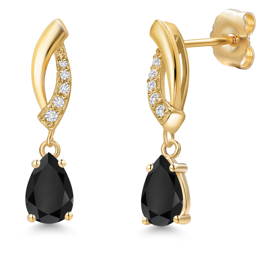 Onyx - December_Earrings in 14K Yellow Gold