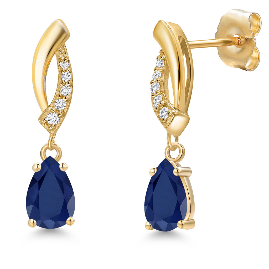 Blue Sapphire - September_Earrings in 14K Yellow Gold