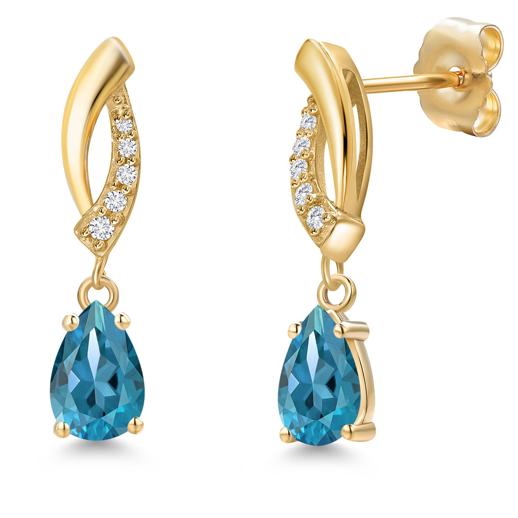 London Blue Topaz - November_Earrings in 14K Yellow Gold