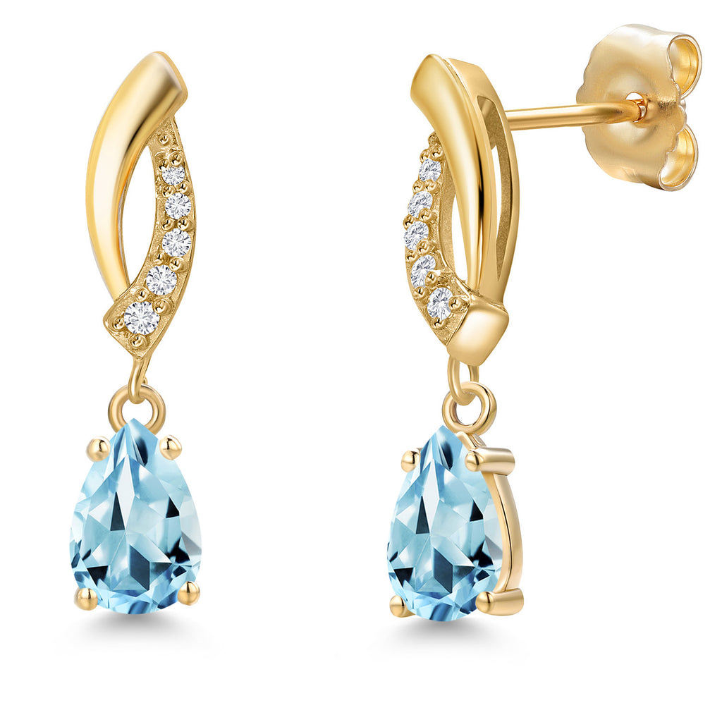 Sky Blue Topaz - November_Earrings in 14K Yellow Gold