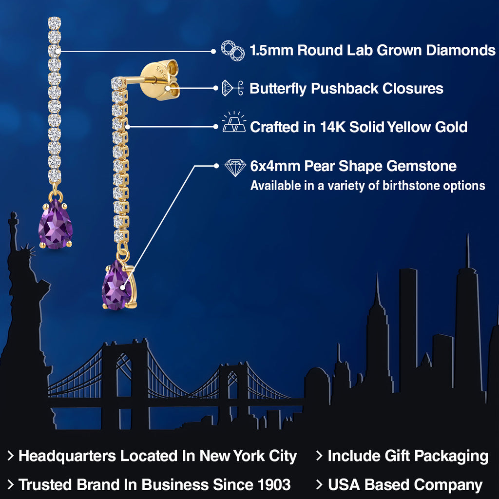 Purple and E - F_Earrings in 14K Yellow Gold