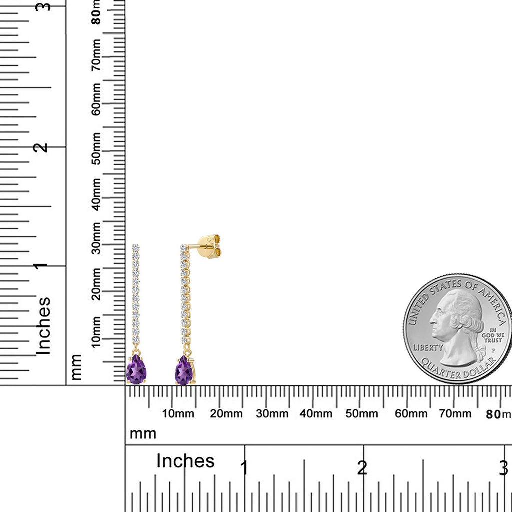 Purple and E - F_Earrings in 14K Yellow Gold