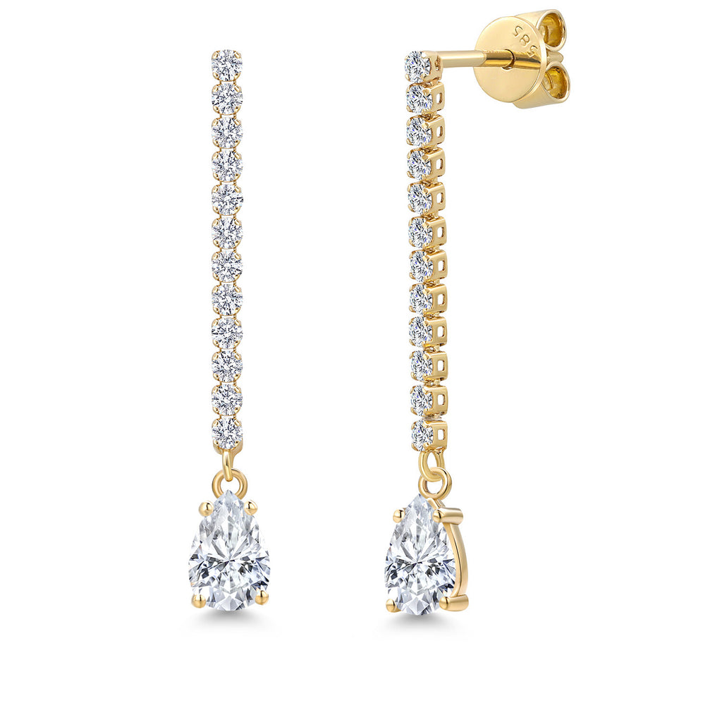 White Moissanite - April_Earrings in 14K Yellow Gold