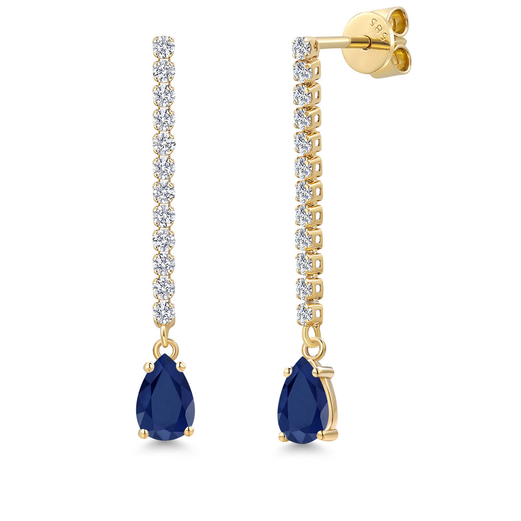Blue Sapphire - September_Earrings in 14K Yellow Gold