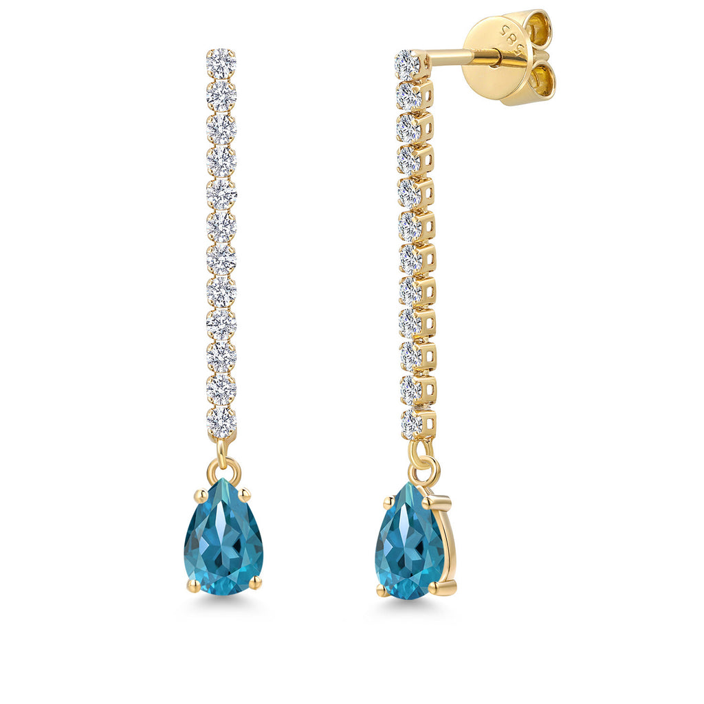 London Blue Topaz - November_Earrings in 14K Yellow Gold