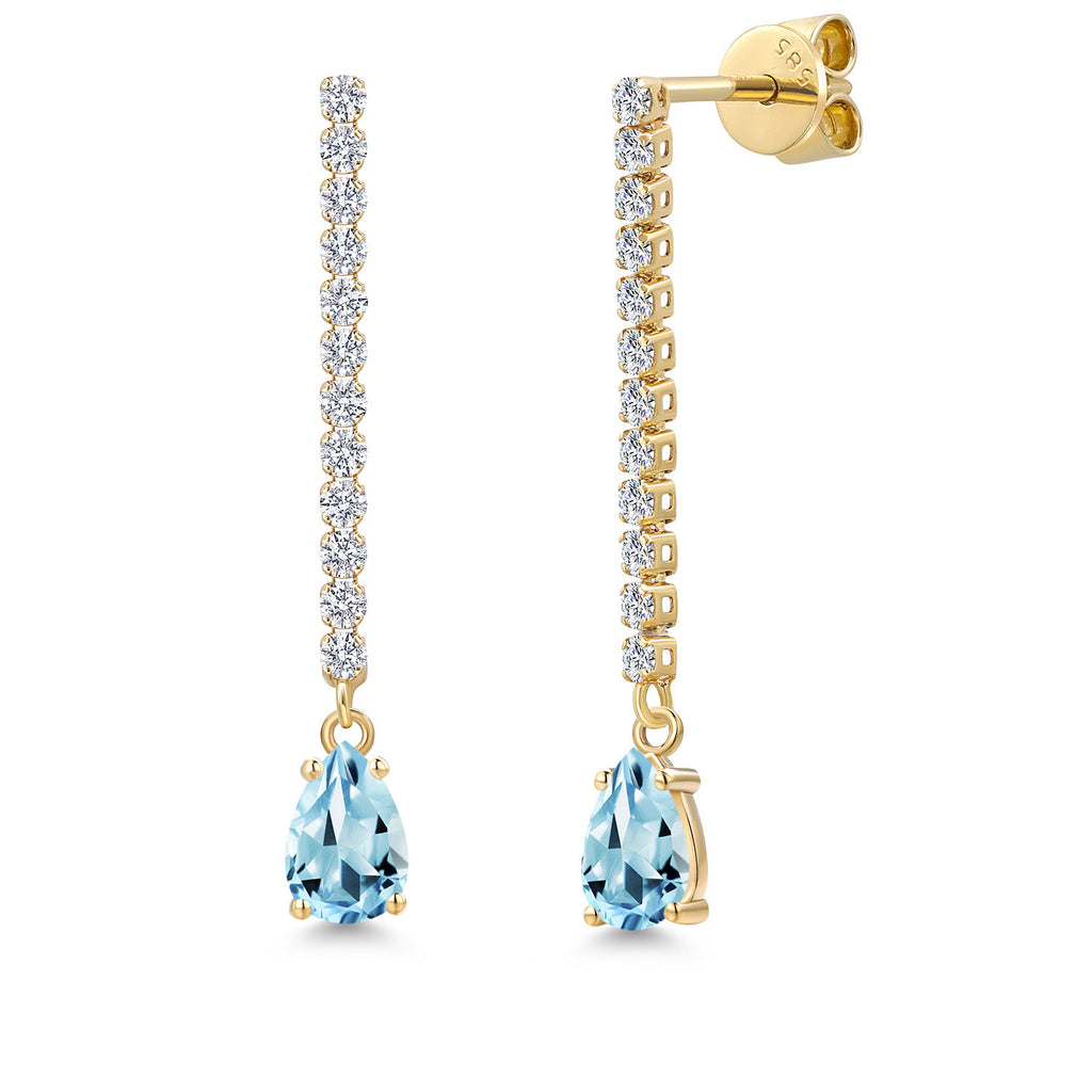 Sky Blue Topaz - November_Earrings in 14K Yellow Gold