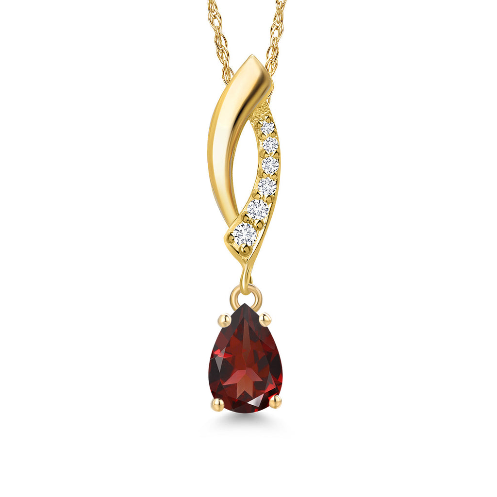 Garnet and Lab Grown Diamond_Pendant in 14K Yellow Gold