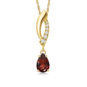 Garnet and Lab Grown Diamond_Pendant in 14K Yellow Gold
