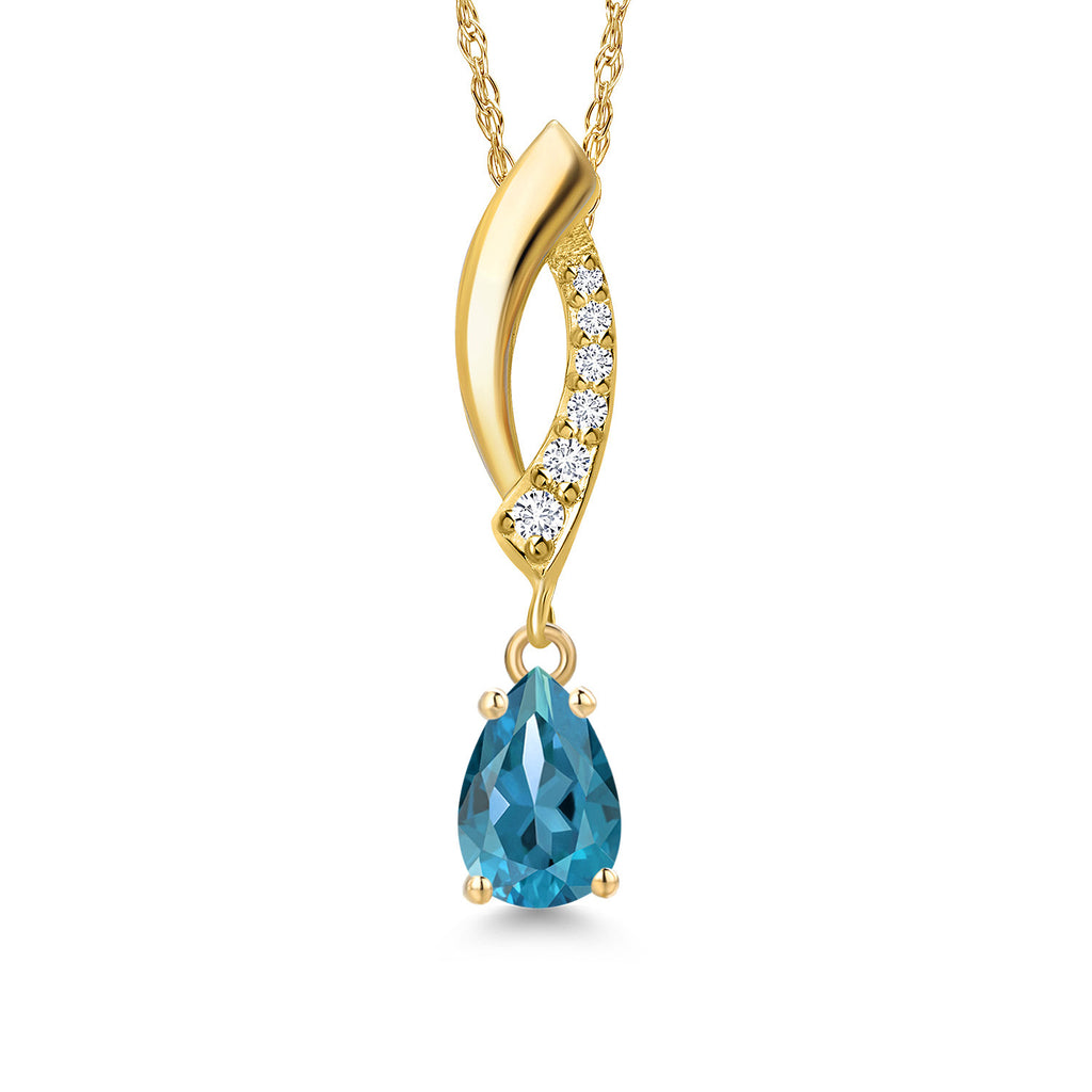 London Blue Topaz - November_Pendant in 14K Yellow Gold