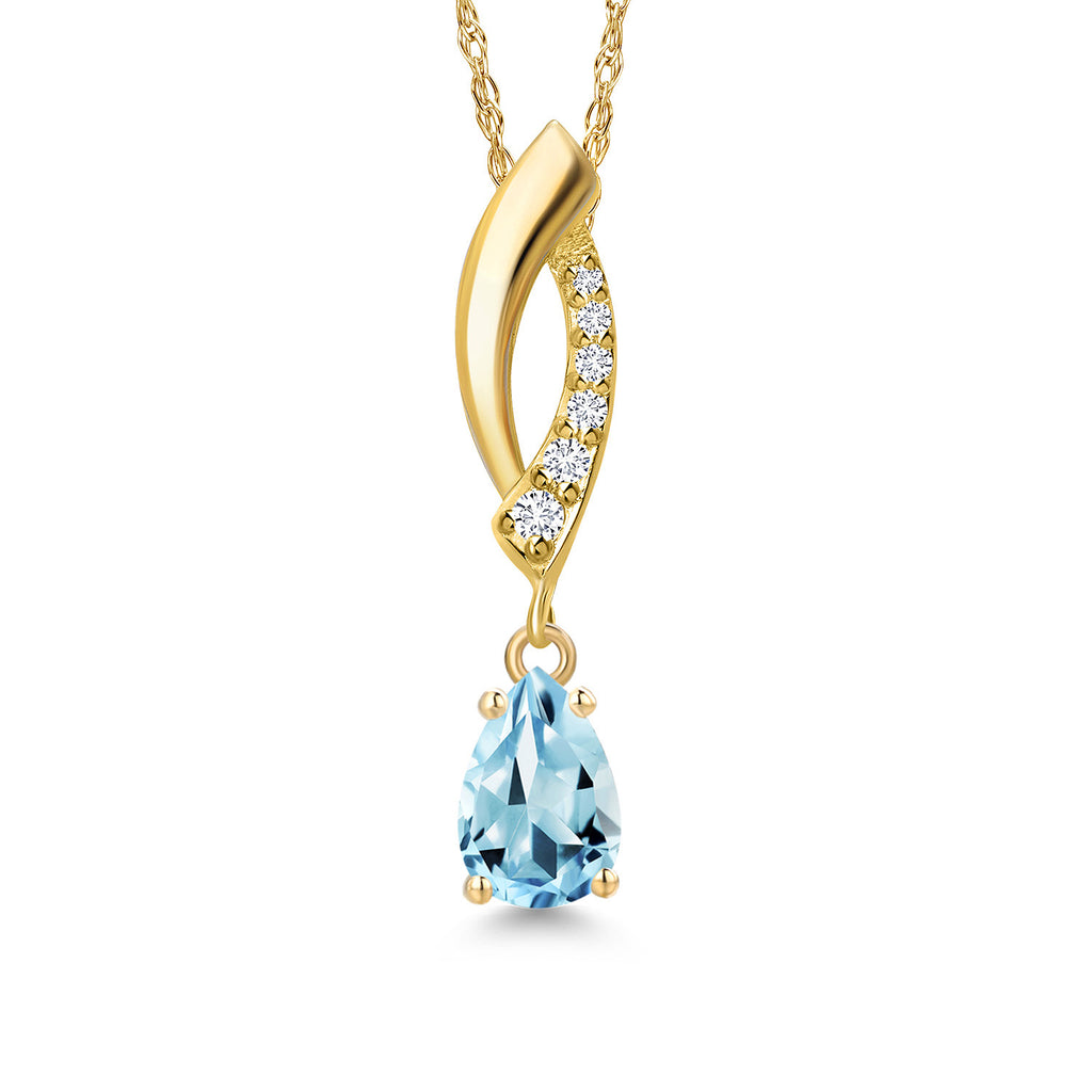 Sky Blue Topaz - November_Pendant in 14K Yellow Gold