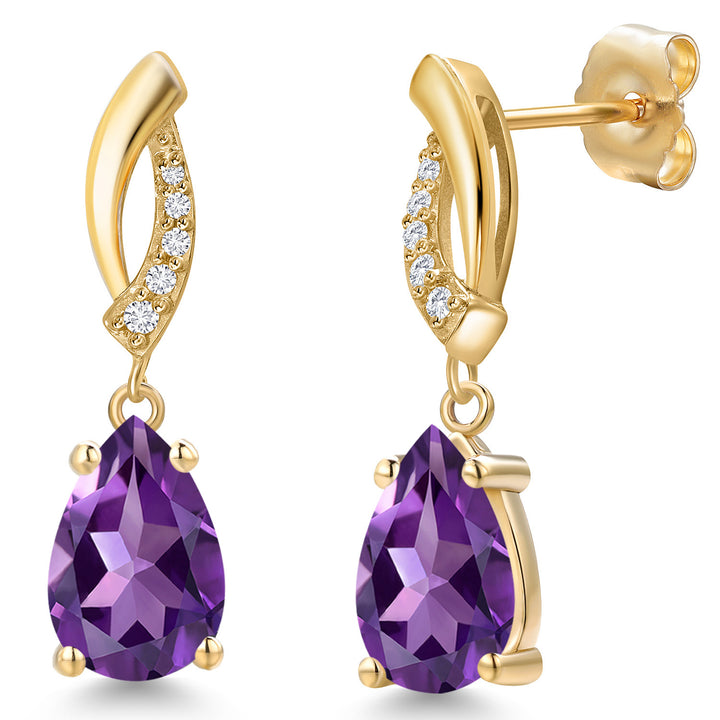 Amethyst - February_Earrings in 14K Yellow Gold