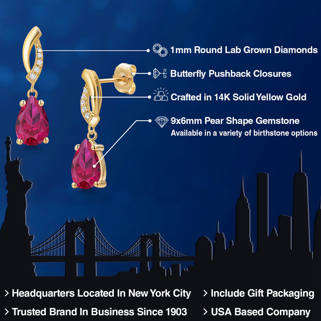 Red and E - F_Earrings in 14K Yellow Gold
