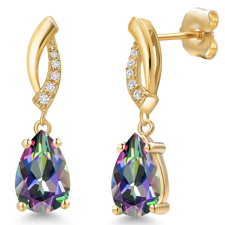 Green Mystic Topaz_Earrings in 14K Yellow Gold
