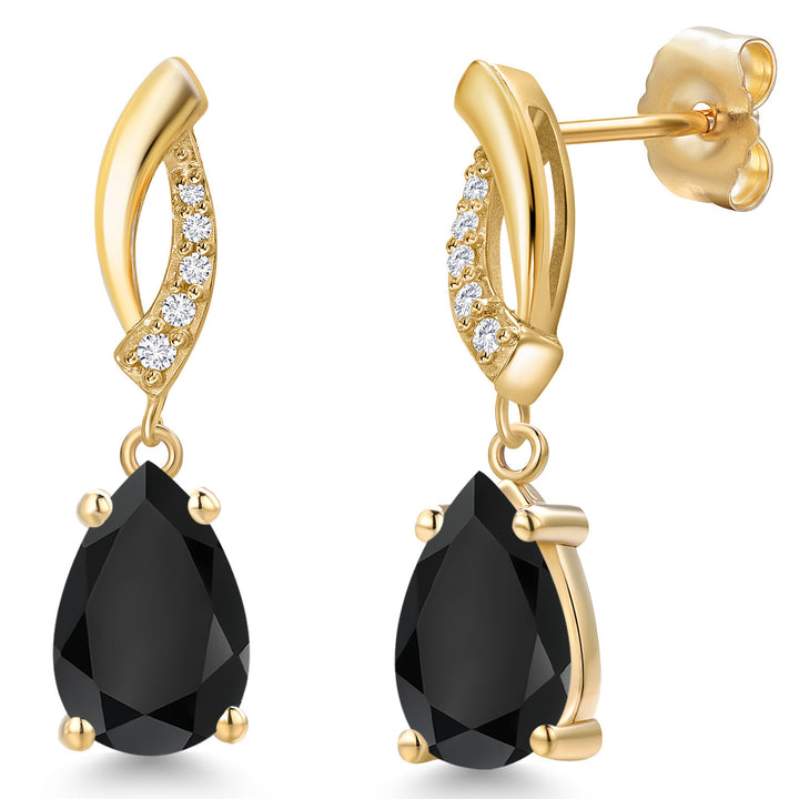 Onyx - December_Earrings in 14K Yellow Gold