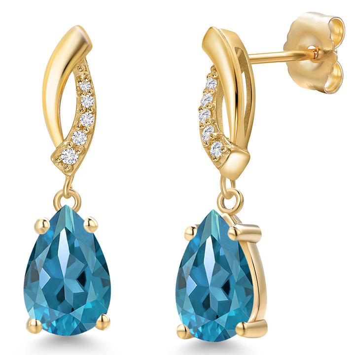 London Blue Topaz - November_Earrings in 14K Yellow Gold