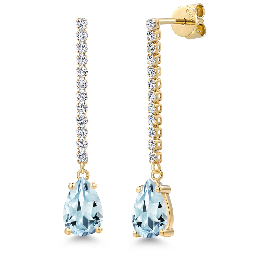 Aquamarine - March_Earrings in 14K Yellow Gold