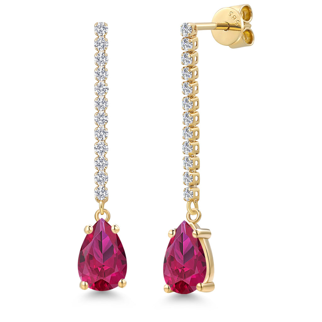 Created Ruby - July_Earrings in 14K Yellow Gold