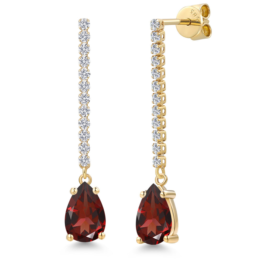 Red and E - F_Earrings in 14K Yellow Gold
