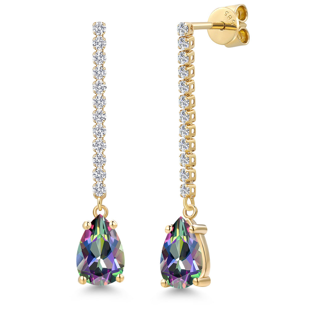 Green Mystic Topaz_Earrings in 14K Yellow Gold