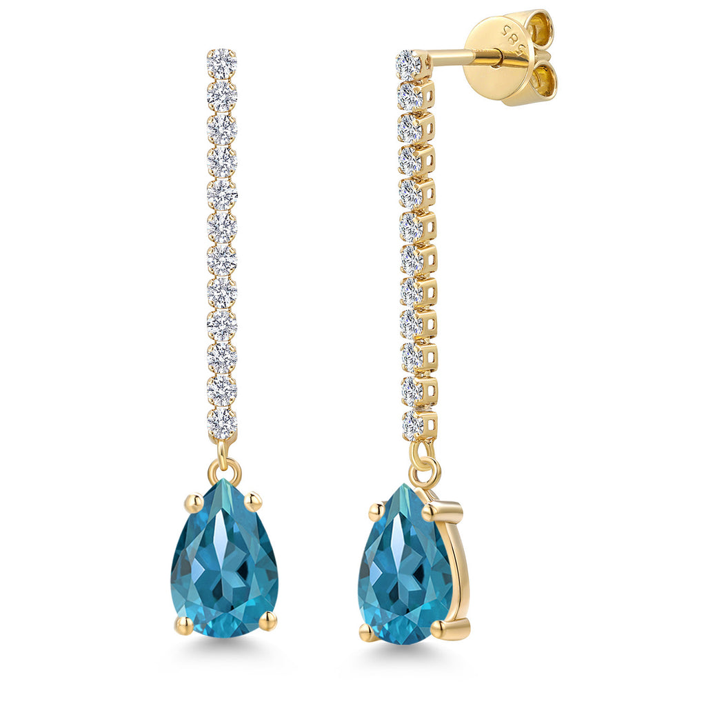 London Blue Topaz - November_Earrings in 14K Yellow Gold