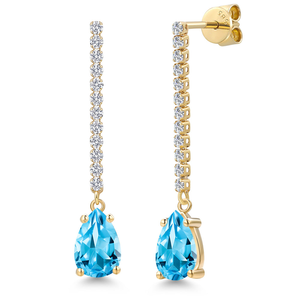 Swiss Blue Topaz - November_Earrings in 14K Yellow Gold