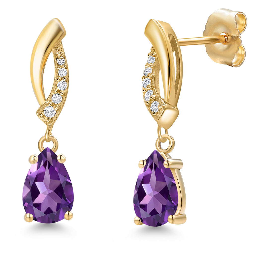 Amethyst - February_Earrings in 14K Yellow Gold