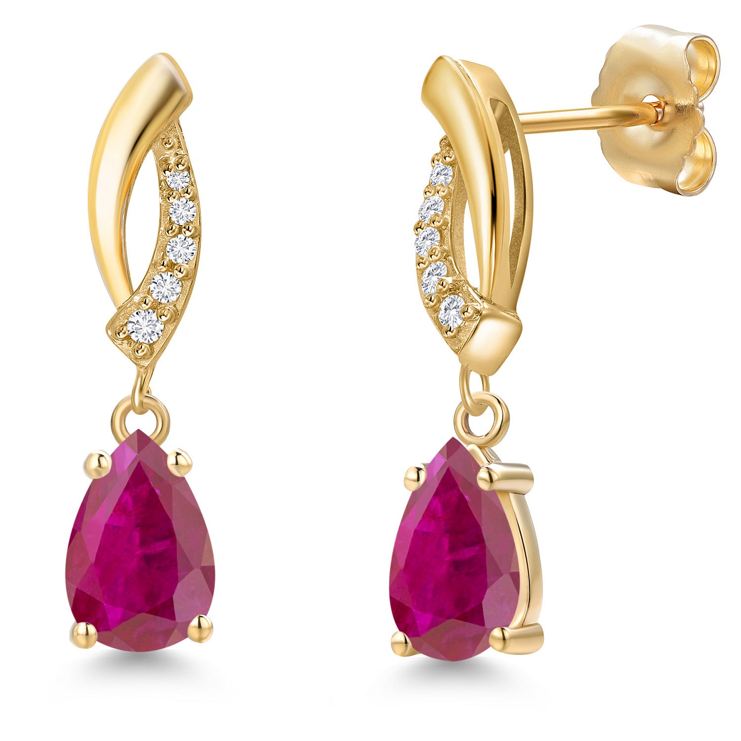 Red African Ruby_Earrings in 14K Yellow Gold