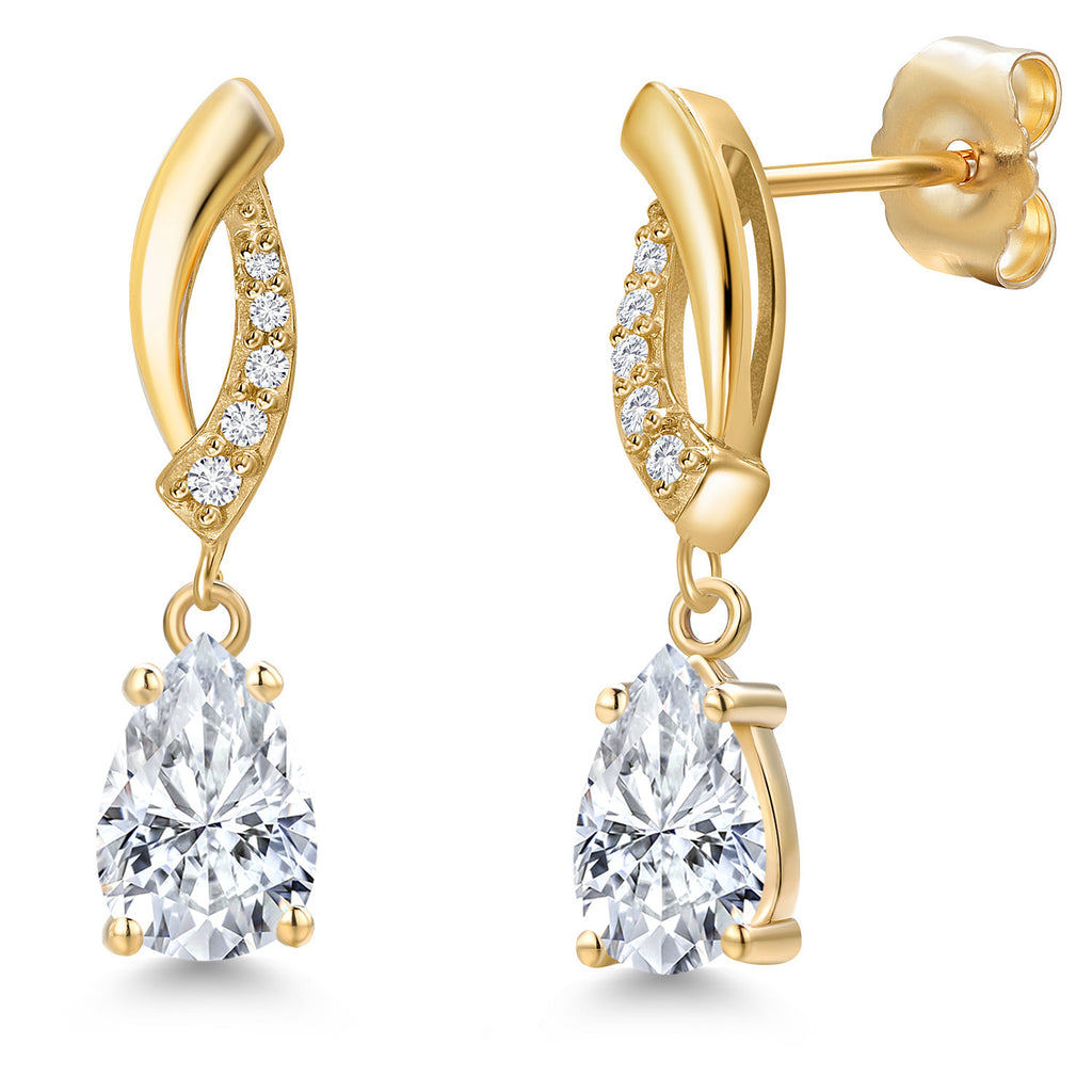 White Moissanite - April_Earrings in 14K Yellow Gold