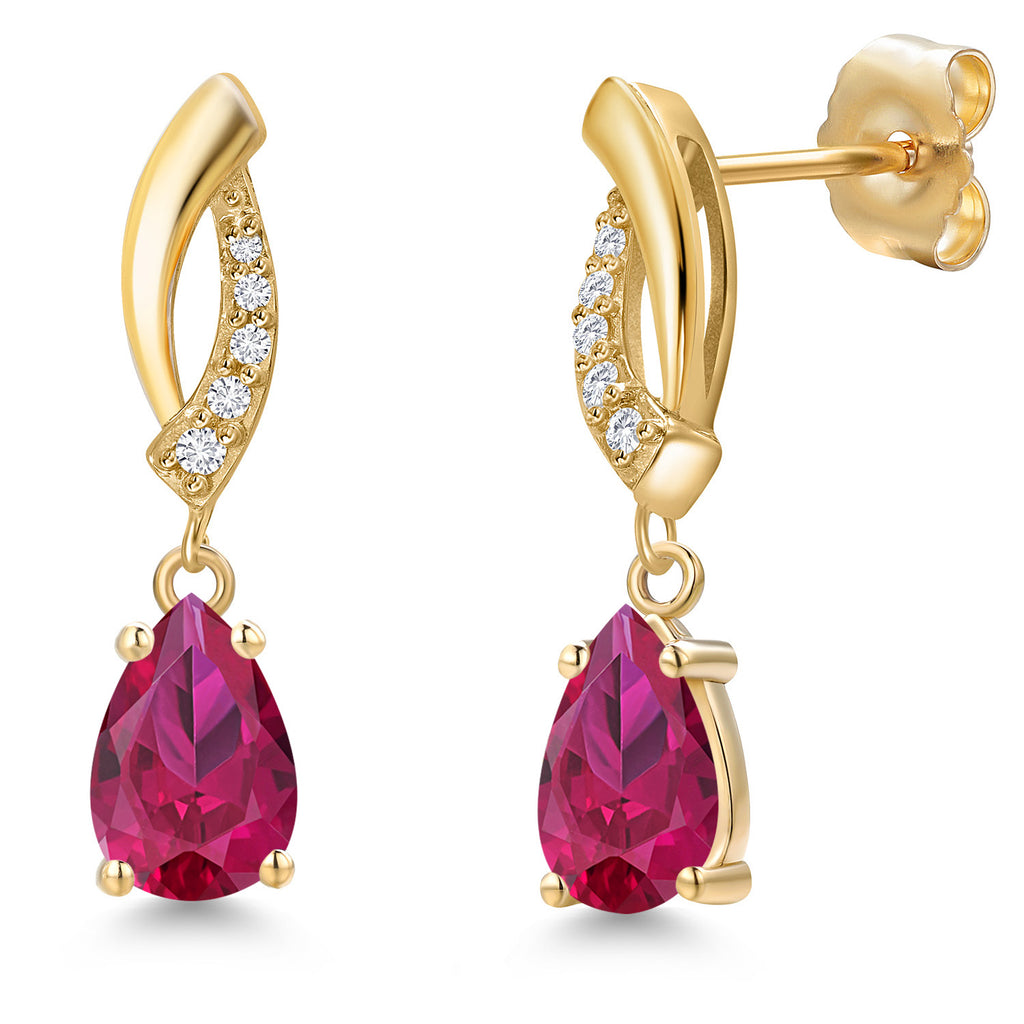 Created Ruby - July_Earrings in 14K Yellow Gold