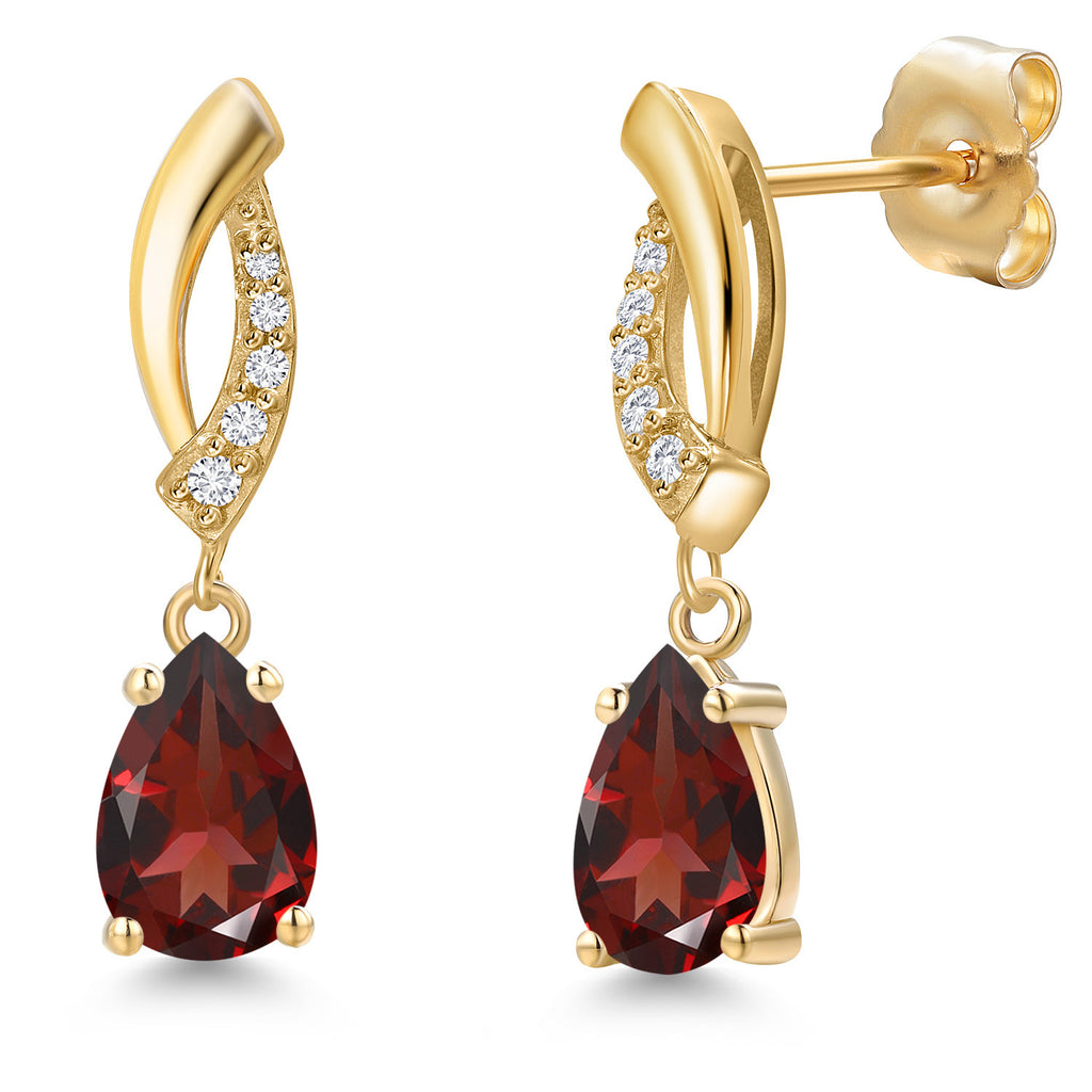Garnet - January_Earrings in 14K Yellow Gold