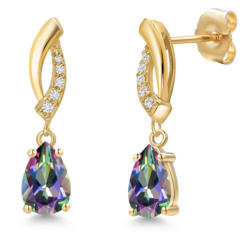 Green Mystic Topaz_Earrings in 14K Yellow Gold