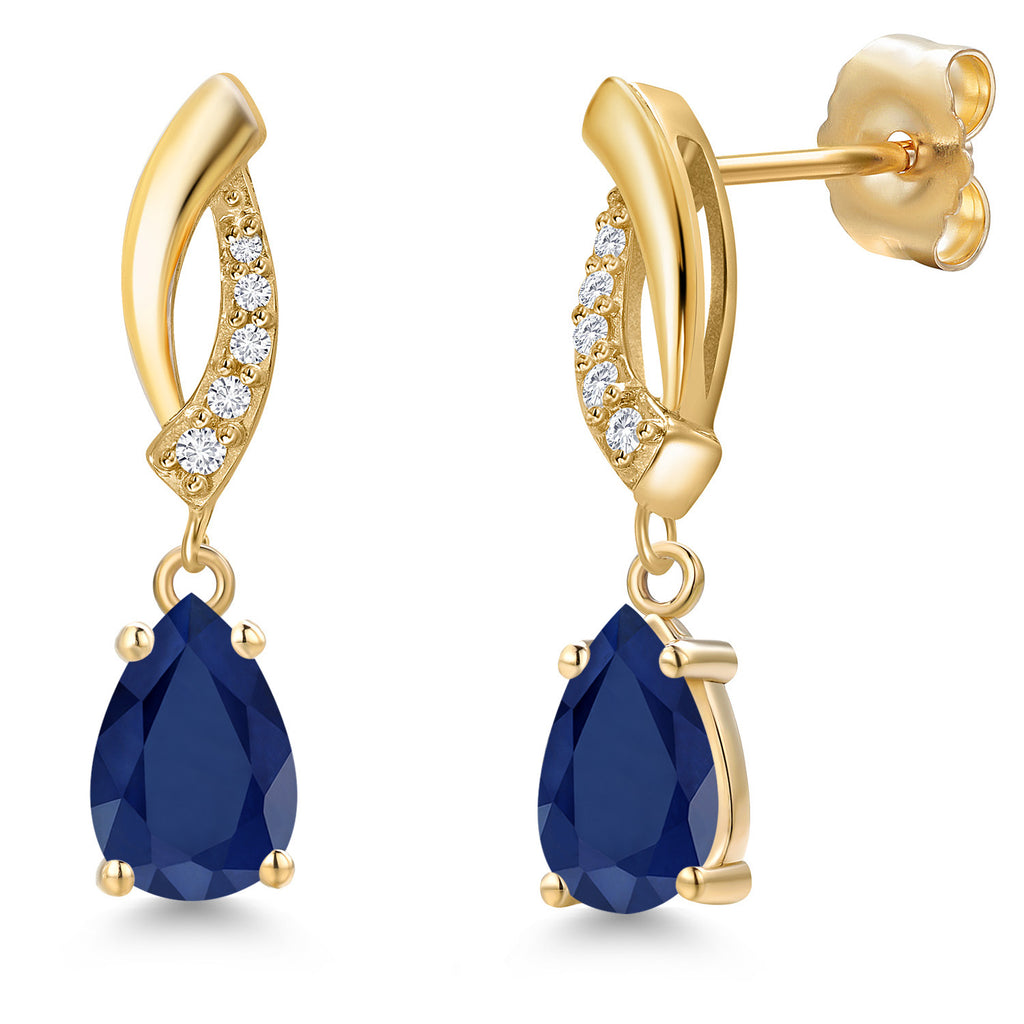 Blue Sapphire - September_Earrings in 14K Yellow Gold