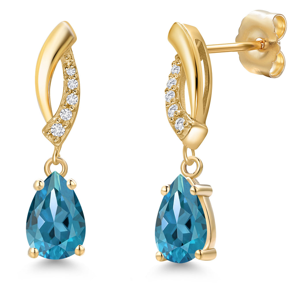 London Blue Topaz - November_Earrings in 14K Yellow Gold