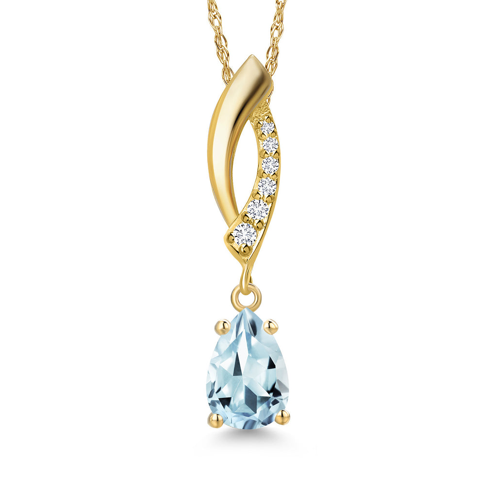 Aquamarine - March_Pendant in 14K Yellow Gold