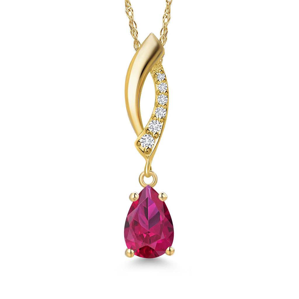 Created Ruby - July_Pendant in 14K Yellow Gold