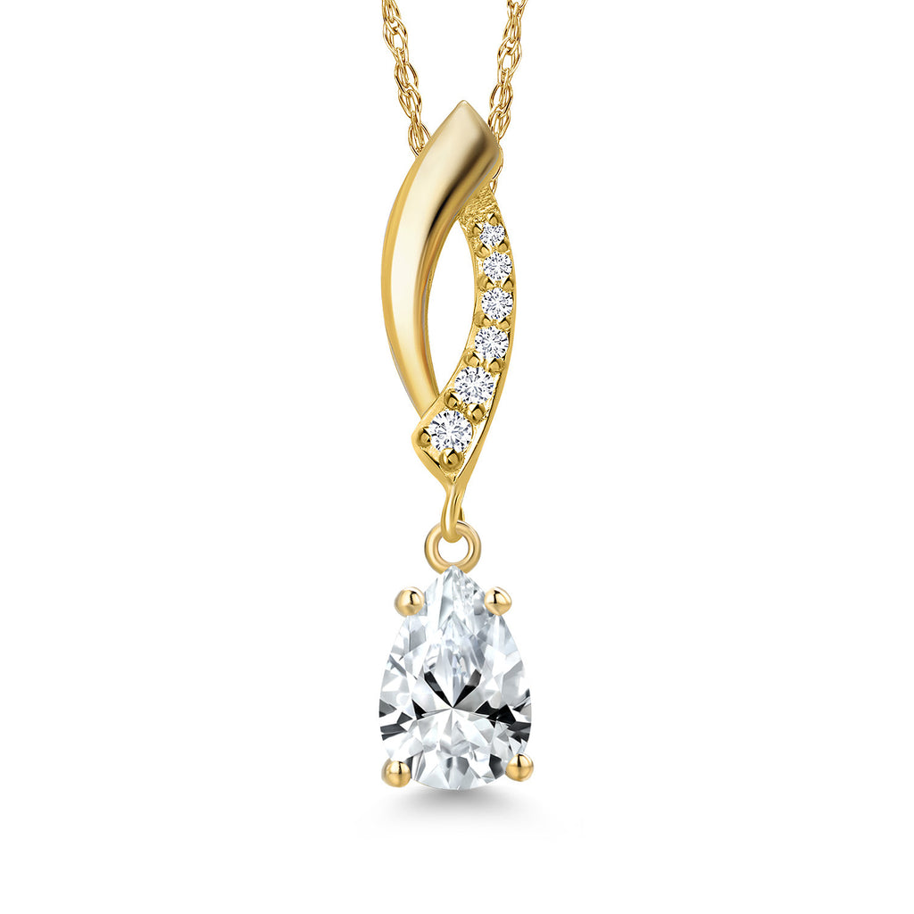 White Created Sapphire - September_Pendant in 14K Yellow Gold