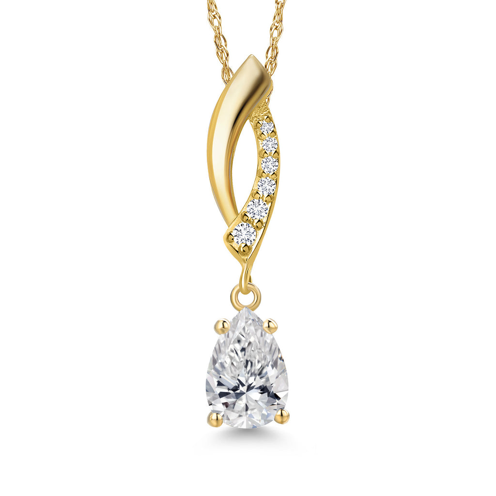 White Lab Grown Diamond - April_Pendant in 14K Yellow Gold