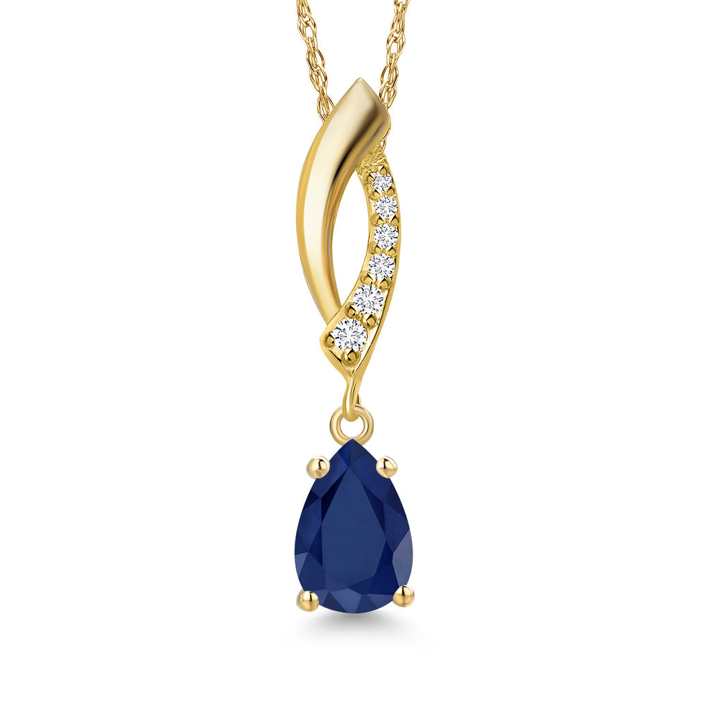 Blue Sapphire - September_Pendant in 14K Yellow Gold